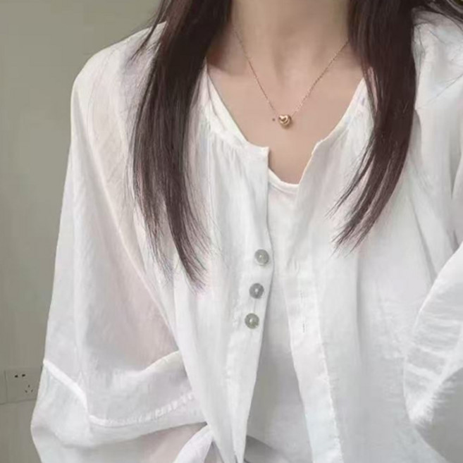 I CAN SIMPLE 女款夏季亨利領鈕扣外套襯衫