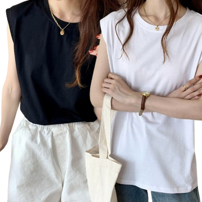 PEONIST 女款寬版無袖寬鬆T恤2件組