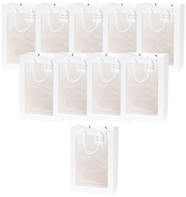 에이비엠코리아 투명 꽃 쇼핑백, 화이트, 10개