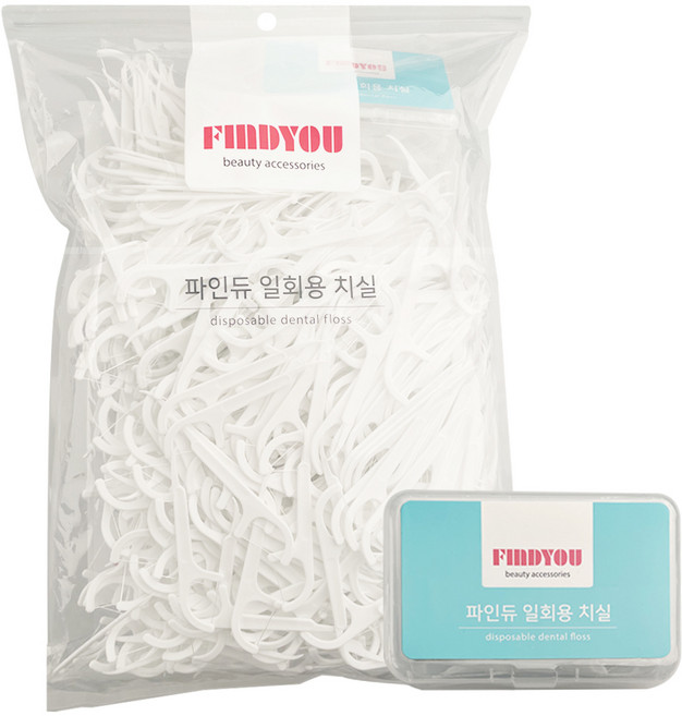 파인듀 일회용 두꺼운 치실 + 휴대용 케이스 1세트, 7.5cm, 1000개입
