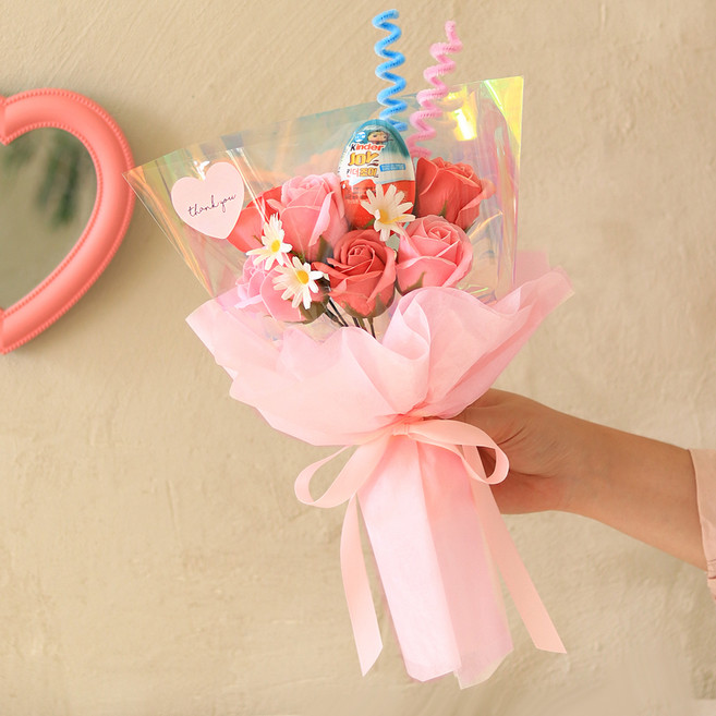 센트바스켓 샤인블링 킨더조이 비누꽃 꽃다발, 핑크