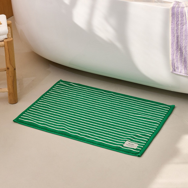 모던하우스 STF 컬러 스트라이프 타월 발매트, 그린
