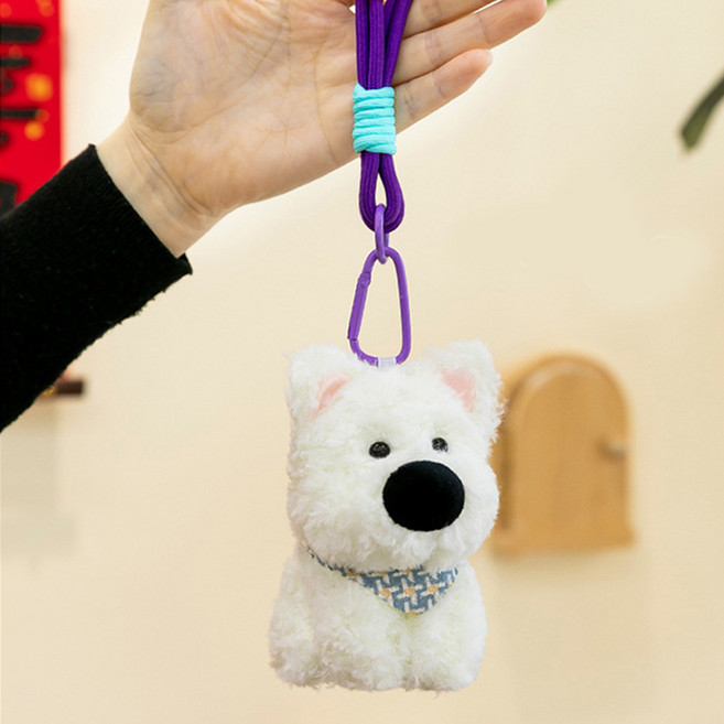 다다랜드 귀여운 강아지 바둑이 인형 키링, 10cm, 소금멍(인형), 스트랩(랜덤발송), 1개