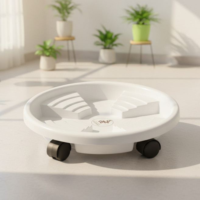 조인메이드 이동 바퀴 화분 물빠짐 받침, 화이트, 1개