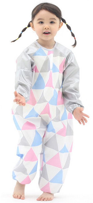 플리에 아동용 전신 방수 가운 지퍼형, 핑크삼각