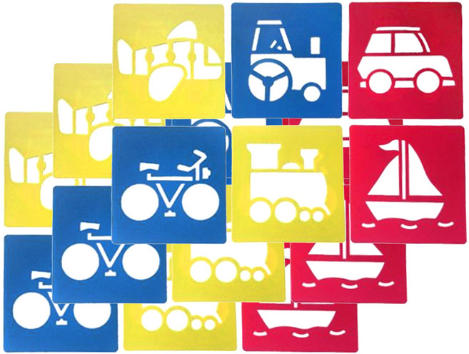 소형 스텐실판 6종 세트, 교통 2, 3세트