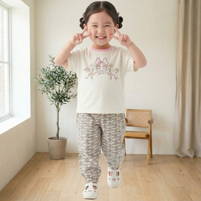 KIDSCOMO 兒童花園短袖上下裝套組