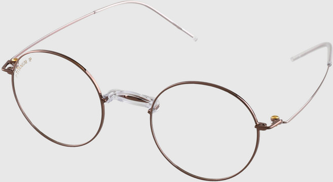 NUELEMEN 圓形圓潤纖薄IP β鈦情侶時尚無鼻墊雙色馬鞍鼻樑眼鏡框