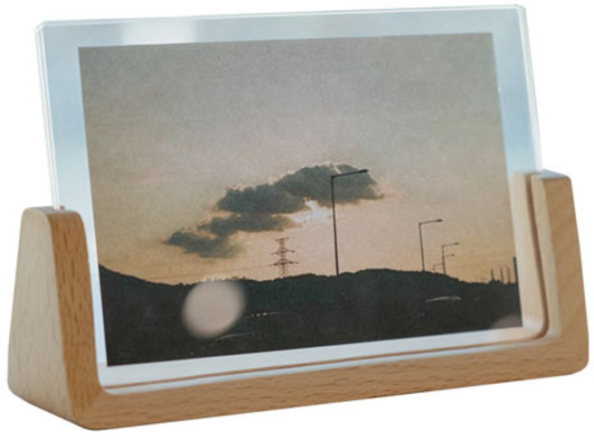 생활살림 미니 아크릴 스탠드 우드 액자, 연브라운, 1개