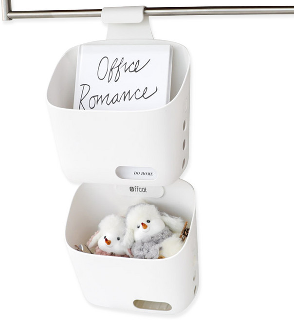 ffcat 메가스토어 욕실 걸이형 물빠짐 바구니 정리 바스켓, 화이트, 2개