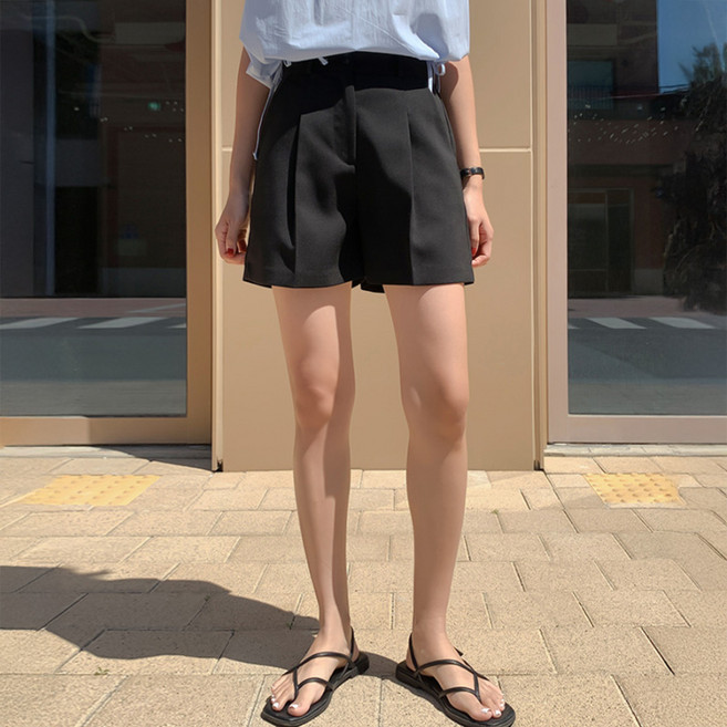 니썸 여성용 내맘에 홀릭 핀턱 하프 슬랙스 3부