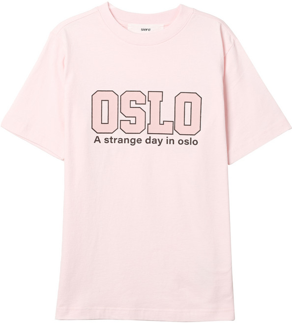 SIERO COSIERO 男女通用 Oslo 字母印花透氣短袖T恤 SH6TSU181, 淺粉色