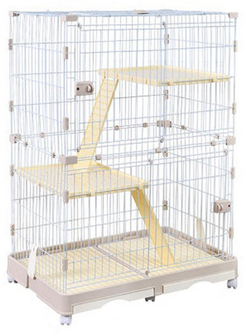 펫츠핸들러 토끼 친칠라 페럿 2단 럭셔리 케이지 대형 PH-F818, 아이보리, 1개