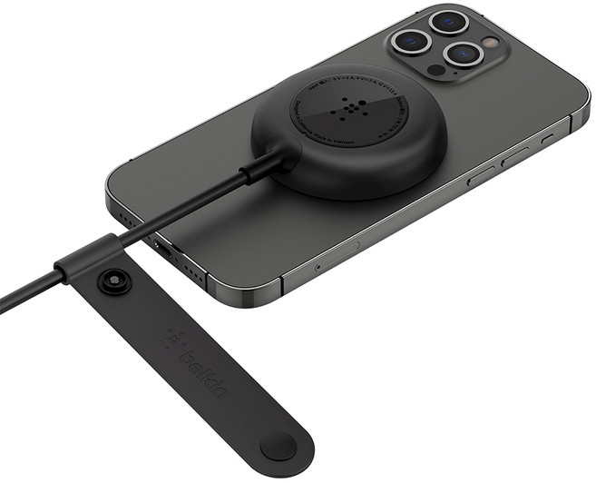 벨킨 맥세이프 호환 마그네틱 휴대용 무선 충전 패드7.5W WIA005bt, 블랙, 1개