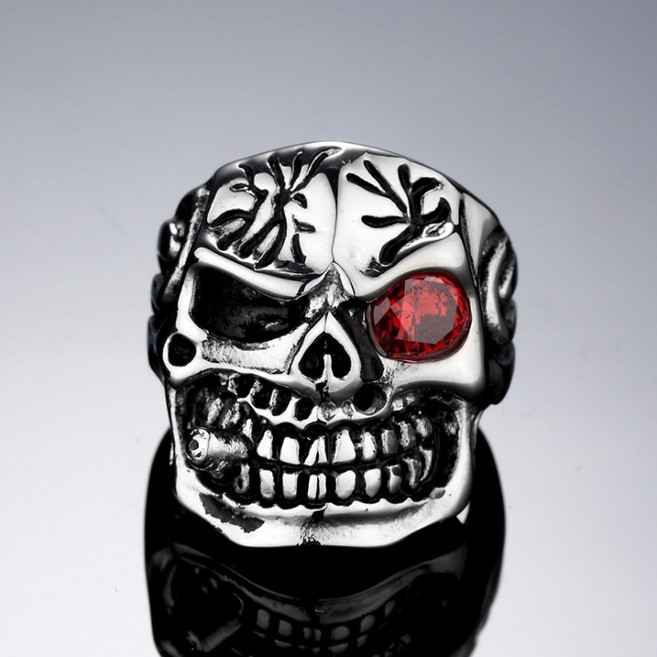 이츠굿텐 해골 큐빅 텅스텐 반지
