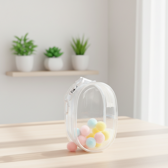 조인메이드 휴대용 화장품 정리 투명 미니 파우치 + 고리 + 볼 세트