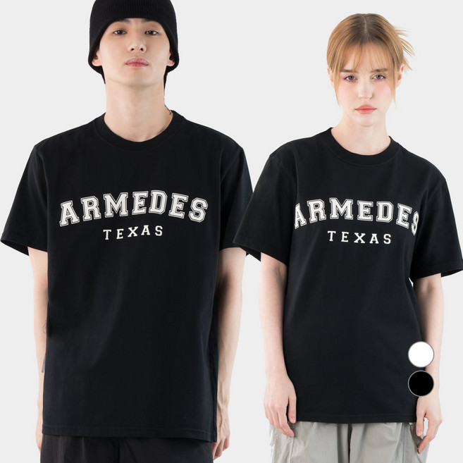 ARMEDES 20支棉藝術圖案透氣短袖T恤 AR-1020, 黑色