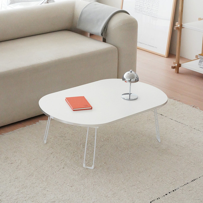 레몬트리 LPM 엣지라인 타원형 접이식 테이블, 실버 화이트