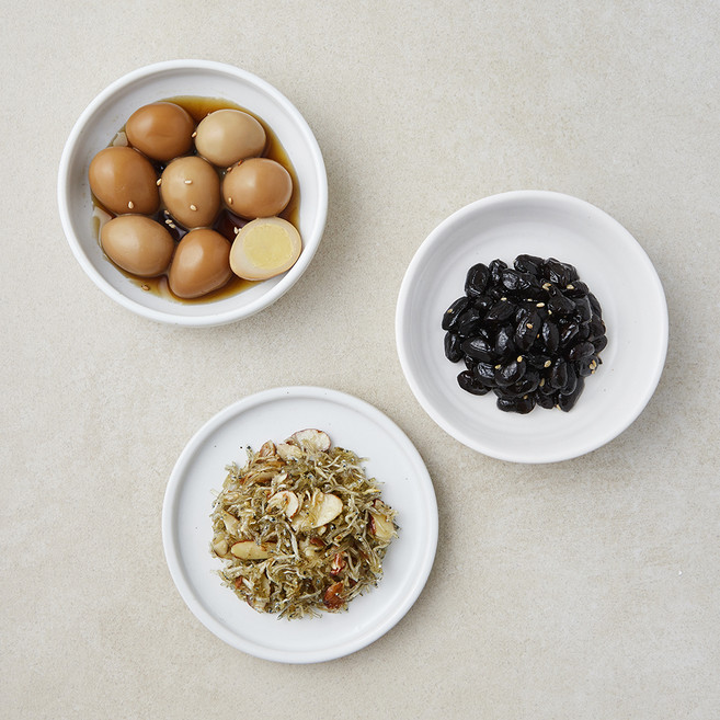 모두의집밥 안매운반찬 2 메추리알장조림 120g + 아몬드멸치 70g + 콩자반 100g 세트, 1세트