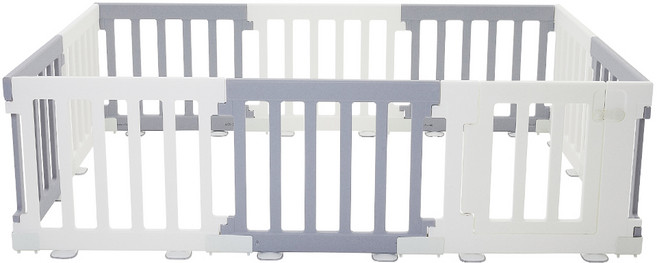 에듀플레이 우디 스퀘어 베이비룸 문 10p 세트, 화이트 + 그레이, 1세트