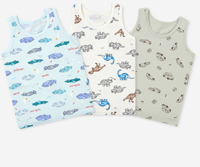 유니프랜드 남아용 디노앤카 런닝 3종 세트