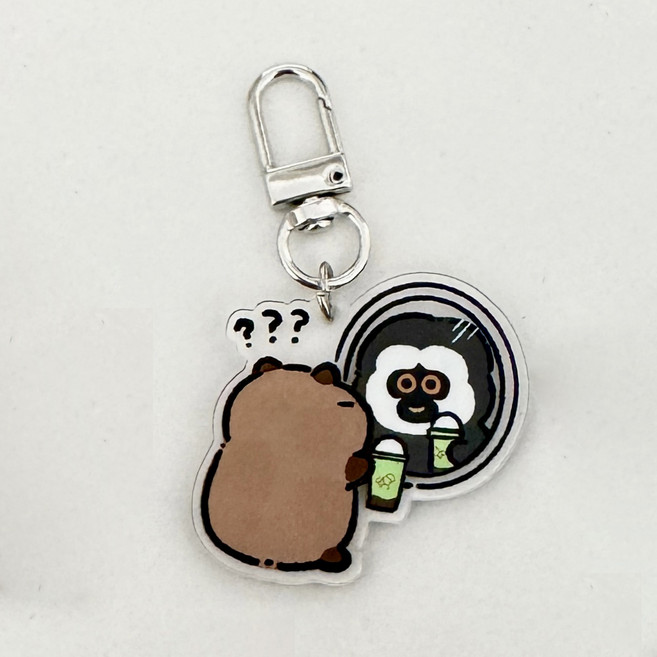 도림 쿼카의 일상 미니 자동차 키링, 1개, 거울