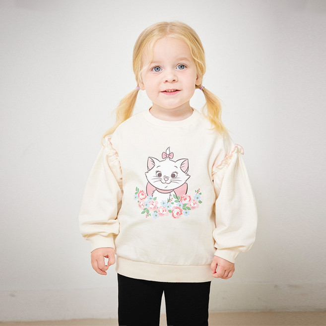 mollimelli 女童迪士尼瑪麗貓可愛大學T恤