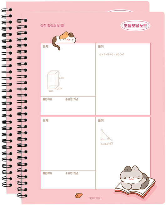 핑크풋 3000 냥냥 초등 오답노트, 핑크, 2개