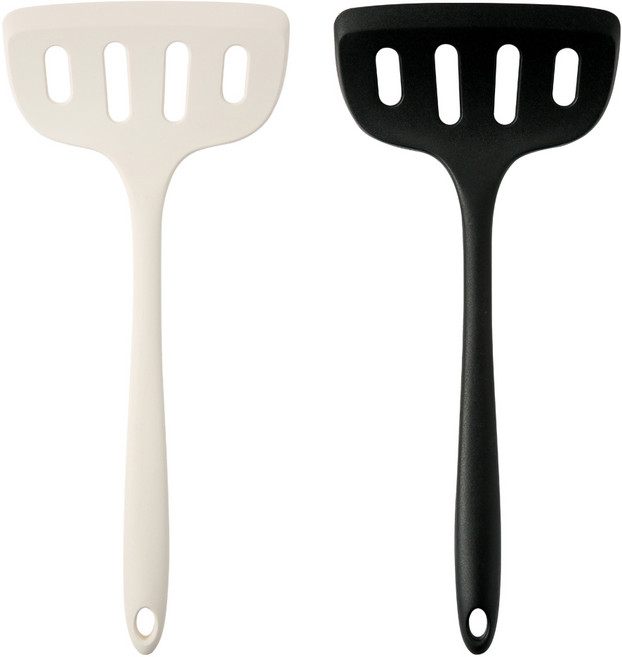 이지실리 파스텔 실리콘 계란말이 와이드 뒤집개 27.5cm 2종 세트, 화이트,  블랙, 1세트