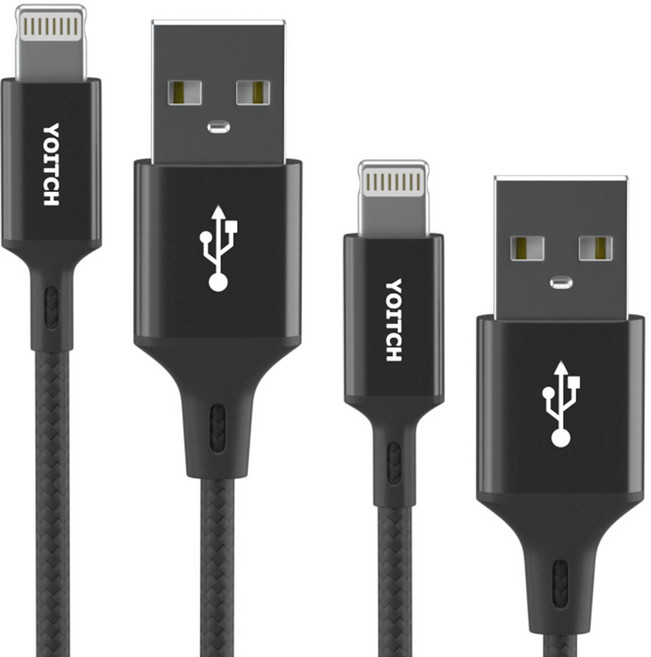 요이치 액트 A타입-라이트닝 8핀 고속충전 케이블 2p, 블랙, 2개, 150cm