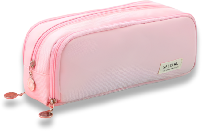 LIFE TIPS 大容量3層鉛筆盒 筆袋, 粉色, 1個