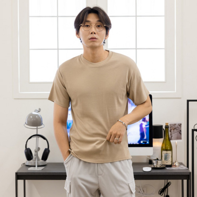 파이브엑스라지 남성용 오버핏 머슬 스판 반팔 티셔츠