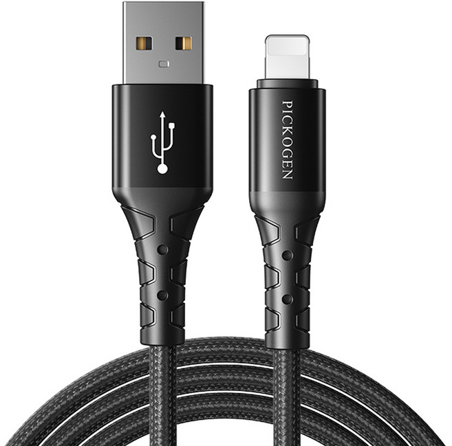 PICKOGEN 皮克全 FastFlex USB-A-Lightning快充線充電線傳輸線編織線, 黑色, 1個, 2m