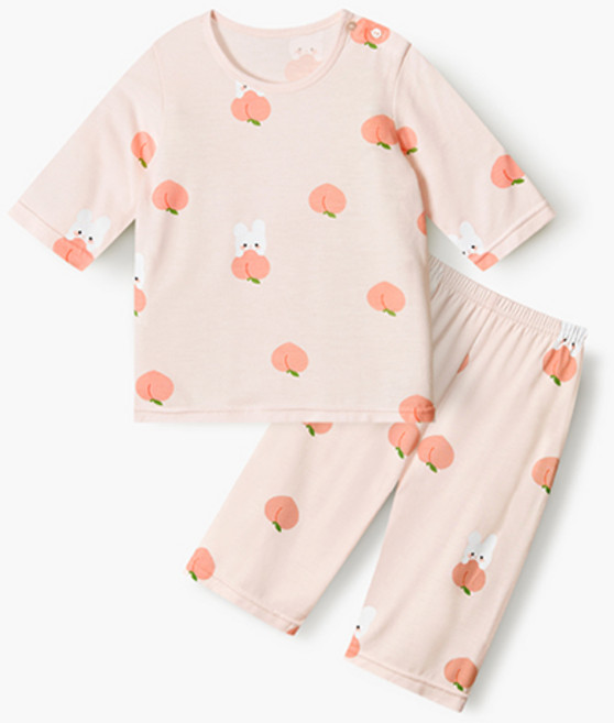 유니프랜드 피치버니 쿨레이온 7부내의 상하의 세트