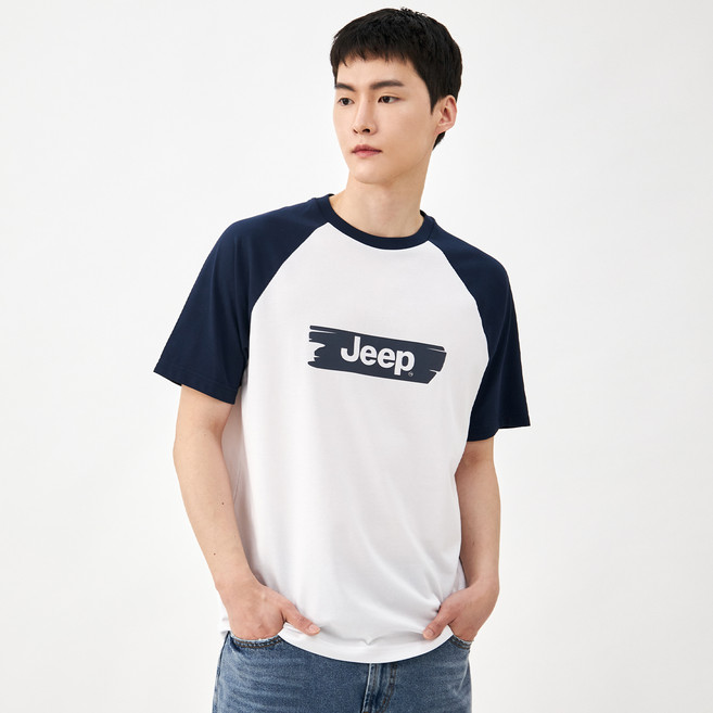 지프 남녀공용 나그랑 넥배색 반팔티셔츠 JQ6TSU312