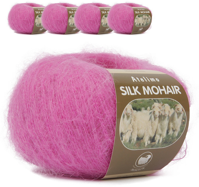 연일섬유 실크 모헤어 뜨개실 5p, 12 푸시아, 5개