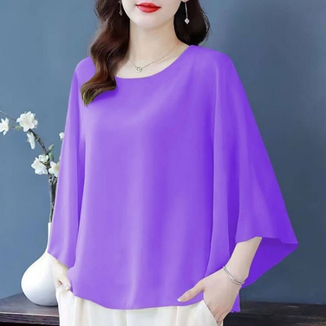 엘쏘 여성용 가오리핏 시스루 쉬폰 블라우스