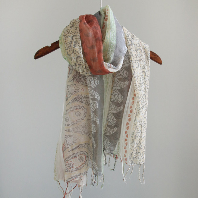 바비수 보니스 코튼 페이즐리 스카프