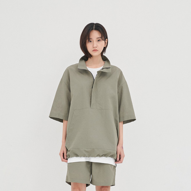 베이직하우스 리사이클 나일론 반팔 아노락 점퍼 LWJP3101