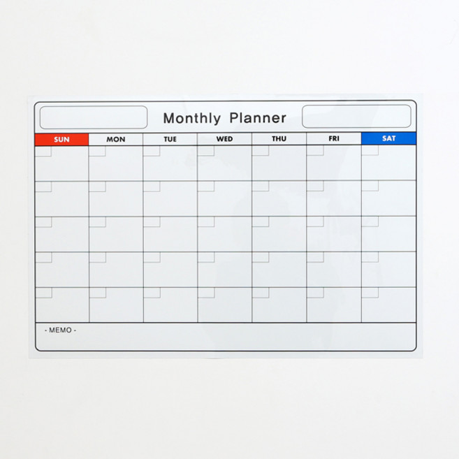 붙이는 화이트보드 시트지, 영문월간계획표, 60 x 40 cm