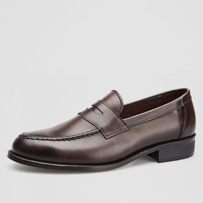 VONIN 남성용 천연소가죽 베이직 유팁스티치 페니 로퍼