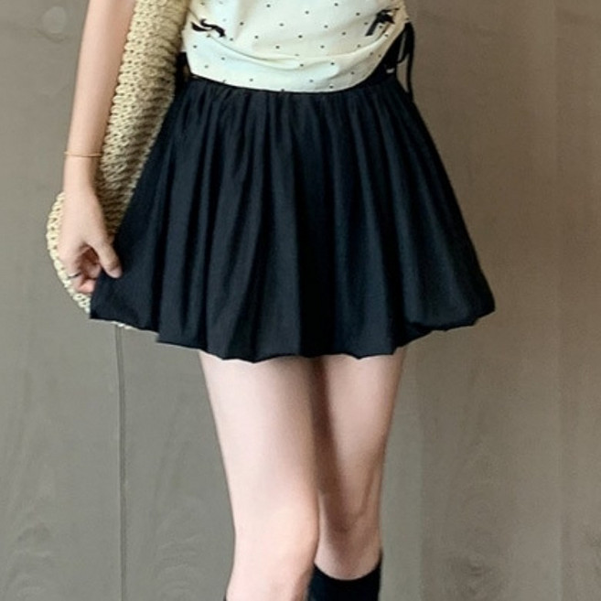 아이엠몽 여성용 루즈핏 셔링 라운드 벌룬 속바지 숏 스커트 R6H062