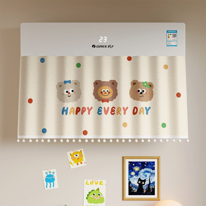 릴리픽 깔끔 에어컨 가리막 커튼 120 x 40 cm, 1개, 해피곰