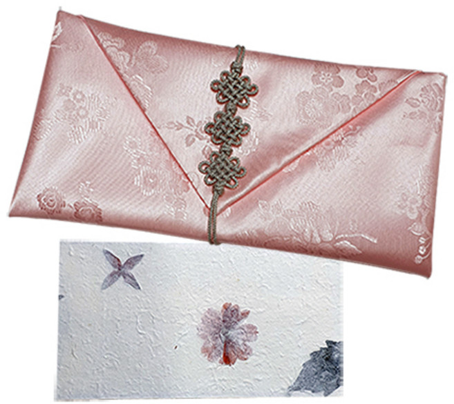 파우치형 매듭보자기 용돈봉투 + 압화한지봉투 랜덤발송, 살구, 1개