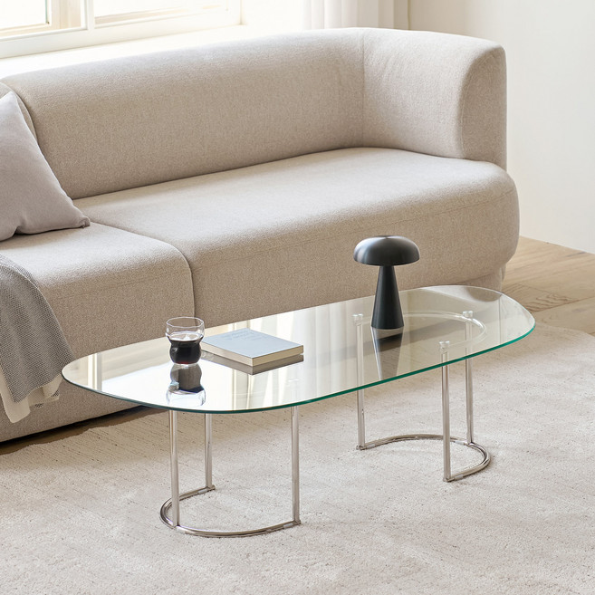 룸앤홈 스프링 유리 테이블 1200, 클리어