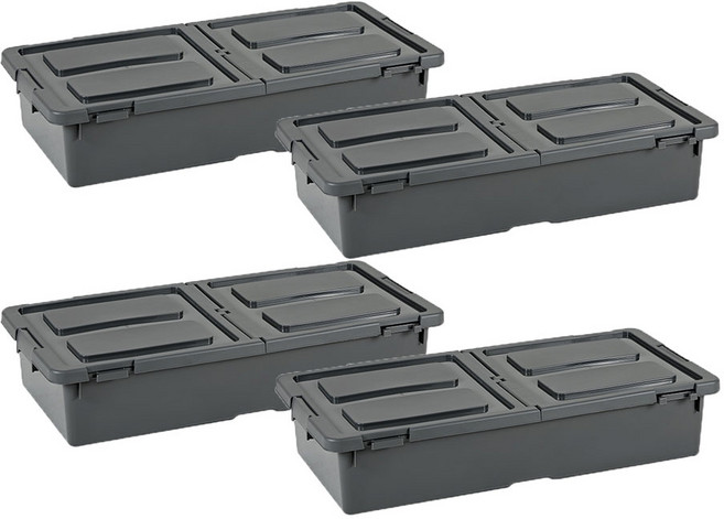 하우스레시피 언더베드 리빙박스, 그레이, 40L, 4개