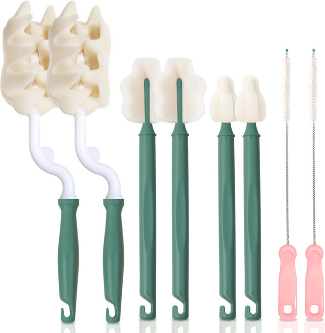 하이비 젖병 젖꼭지 세척솔 4종 세트 회전형, 올리브그린, 랜덤발송(빨대브러쉬), 2세트