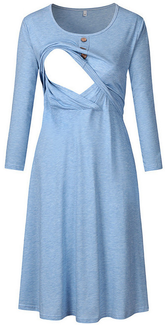 에이홉 라운드넥 단추 수유 원피스