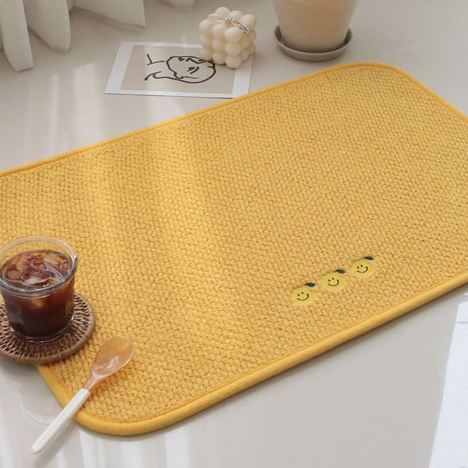 바이빔 워셔블 푸디 자수 패브릭 발매트, 트리플레몬