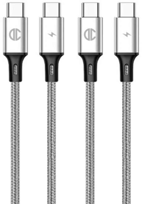 디씨네트워크 페브릭 C to C PD 고속 충전케이블 60W, 60cm, GRAY, 2개